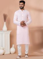 Georgette Pink Festival Wear Weaving Kurta Pajama